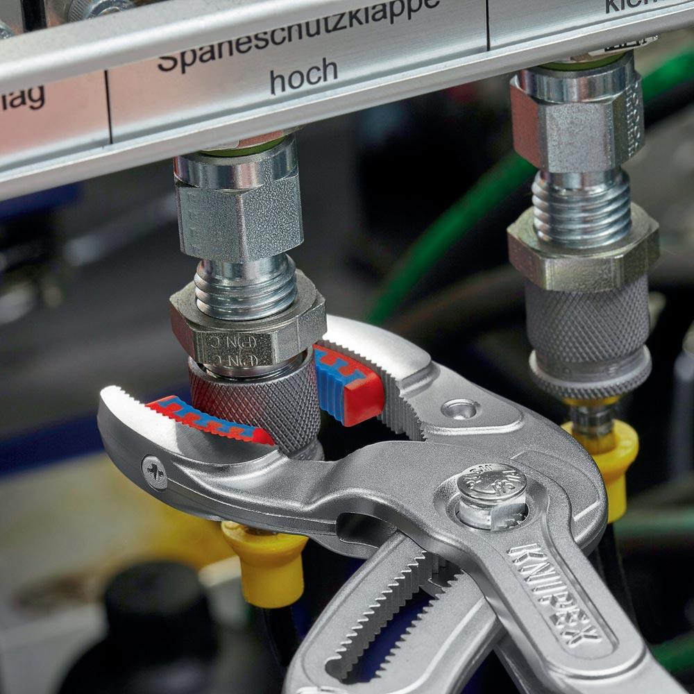 Syphon-/Connectorenzange Länge 250 mm Spannweite 10 - 75 mm verchromt mit Kunststoffbacken Syphon-/Connectorenzange Länge 250 mm Spannweite 10 - 75 mm verchromt mit Kunststoffbacken