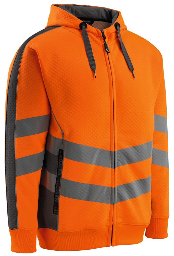 Warnschutz-Kapuzensweatshirt Corby, Farbe HiVis orange/dunkelanthrazit, Gr. S