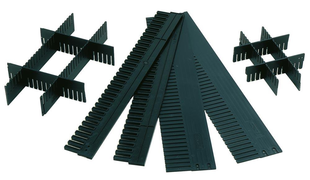 Unterteiler, für Schwerlast-Euronormbehälter, Stärke 5 mm, LxH 1150x80 mm, Farbe schwarz, VE 10 Stück