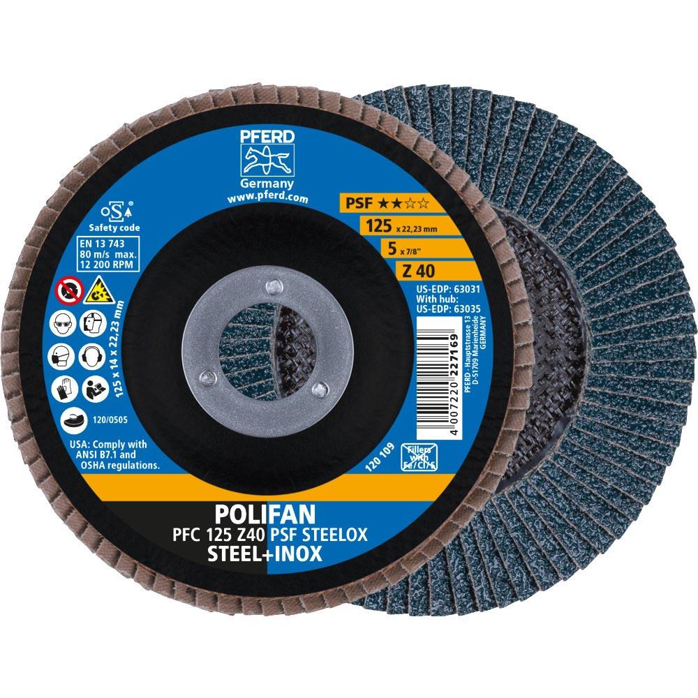 Fächerscheibe POLIFAN Z PSF STEELOX Ø 125 mm Körnung 40 konisch Stahl / INOX Zirkonkorund