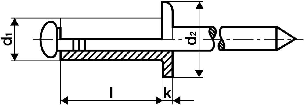 Blindniet Nietschaft d x l 5 x 10 mm Edelstahl 500 Stück