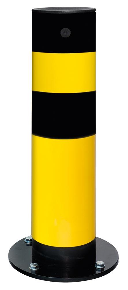 Flexibler Rammschutz-Poller zum Aufdübeln, gelb beschichtet, Durchm. 159 mm, Höhe 665 mm
