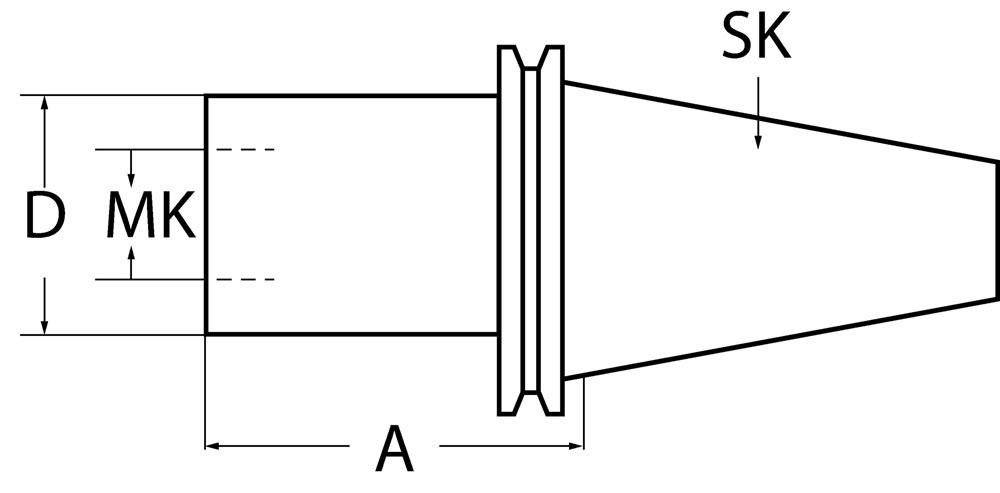 Kegelhülse DIN 69871AD MK2 SK40 Auskraglänge 50 mm