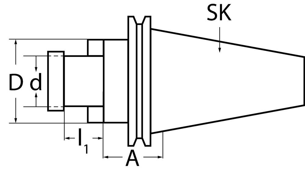 Quernutaufsteckfräsdorn DIN 69871AD/B Spann-Ø 22 mm SK40 Auskraglänge 100 mm