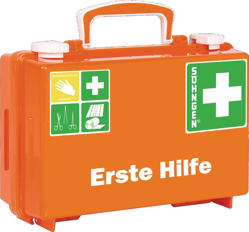 Erste Hilfe Koffer klein QUICK-CD B260xH170xT110ca.mm orange