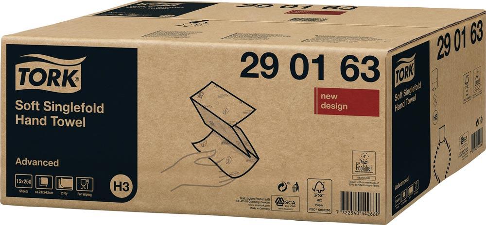 Handtuch TORK 290163 2-lagig, Dekorprägung weiß L230xB248ca.mm passend für 9000474162 3750 Tücher/VE