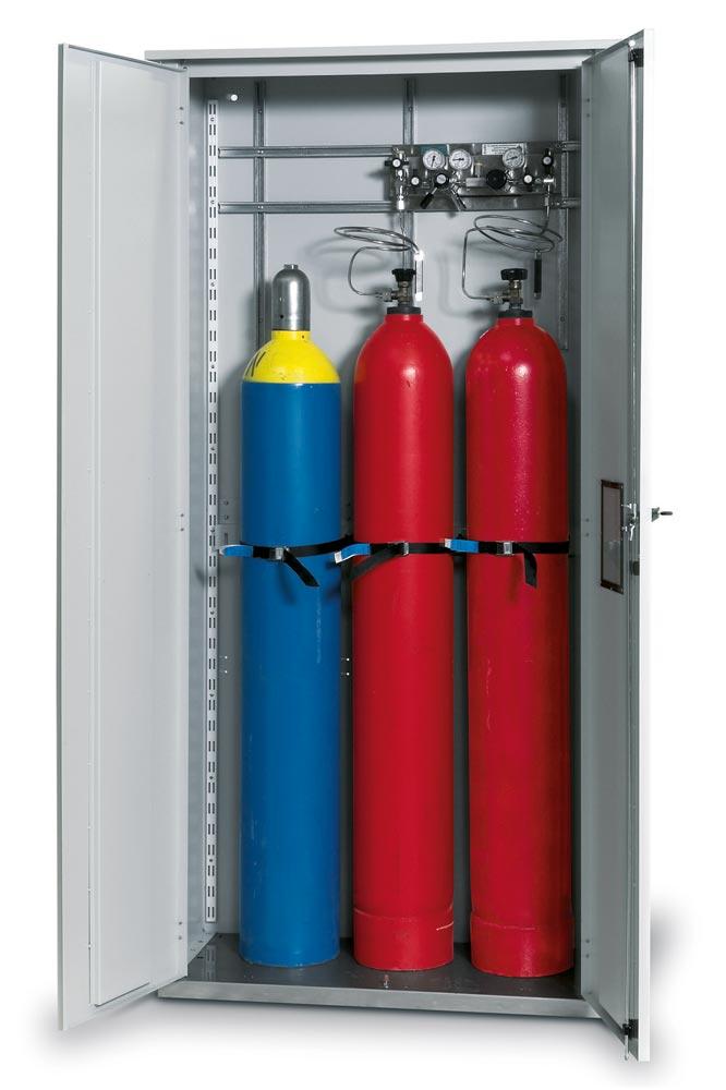 Druckgasflaschenschrank, zur Außenaufstellung, 3 Flaschenplätze, BxTxH 1000x400x2150 mm, verzinkt + RAL 7035