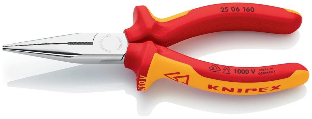 Flachrundzange DIN ISO 5745 Länge 160 mm flach/rund gerade Mehrkomponenten-Hüllen VDE