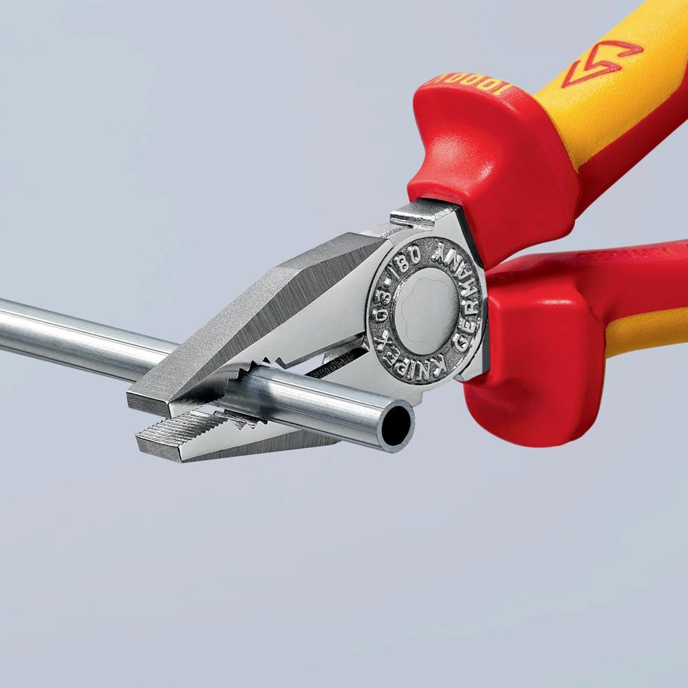 Kombizange Länge 180 mm Mehrkomponenten-Hüllen verchromt VDE mit Befestigungsöse Kombizange Länge 180 mm Mehrkomponenten-Hüllen verchromt VDE mit Befestigungsöse