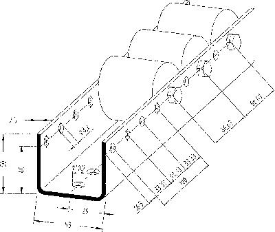 Colli-Rollenschiene, Profil 50/58/50x2,5 mm, verz., Doppel-Stahlr. KS-ummantelt m. Spurkranz, Traglast 40 kg/Rolle, Bauhöhe 67/75 mm, Achsabst. 133 mm