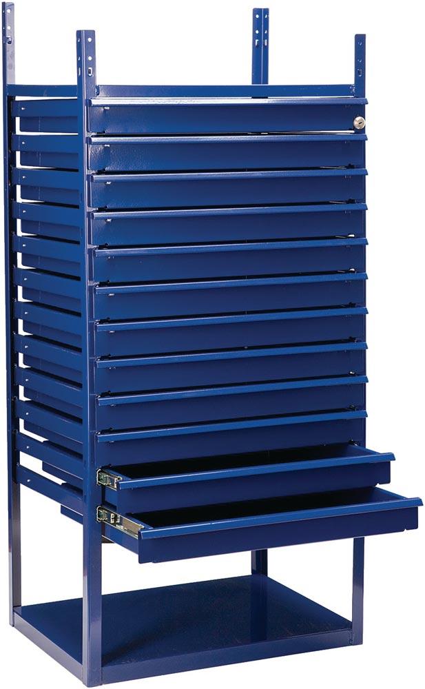Schubladenelement LOGS 90 H1160xB540xT390mm 12 Schubladen blau RAL 5022