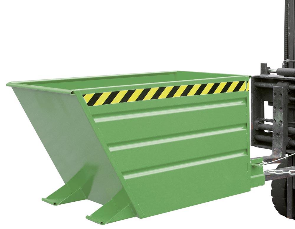 Kippbehälter, Volumen 0,55 cbm, LxBxH 1370x800x730mm, Traglast 750 kg, RAL 6011 resedagrün