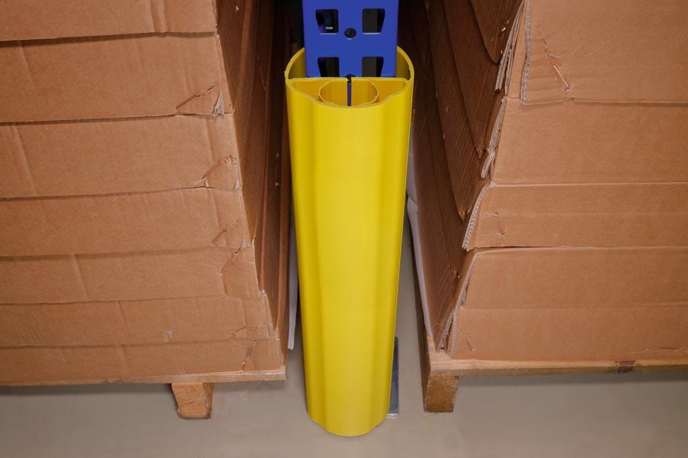 Regalanfahrschutz, Spezialkunststoff, Höhe 600 mm, für Regalbreite 75-100 mm, gelb