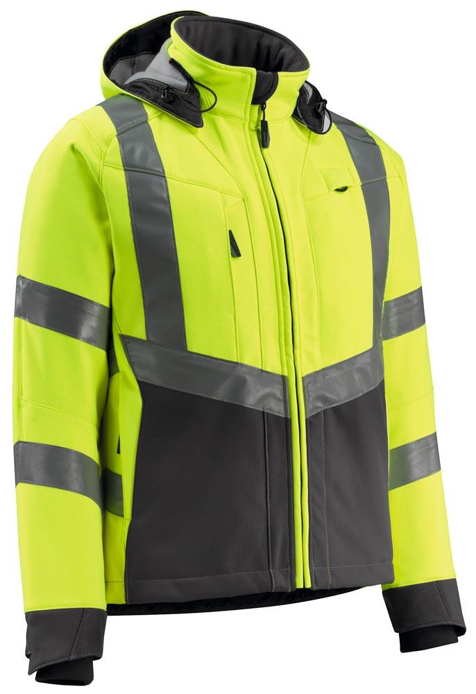 Warnschutz-Softshell-Jacke Blackpool, Farbe HiVis gelb/dunkelanthrazit, Gr. 4XL