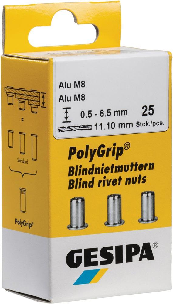 Blindnietmutter PolyGrip® Nietschaft d x l 9 x 18 mm M6 Stahl 25 Stück