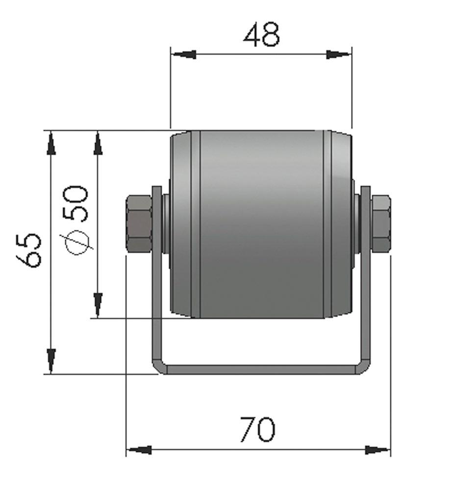 Colli-Rollenschiene, Profil 50/58/50x2,5 mm, verzinkt, Stahlrollen, Traglast 160 kg, Bauhhöhe 65 mm, Achsabstand 100 mm