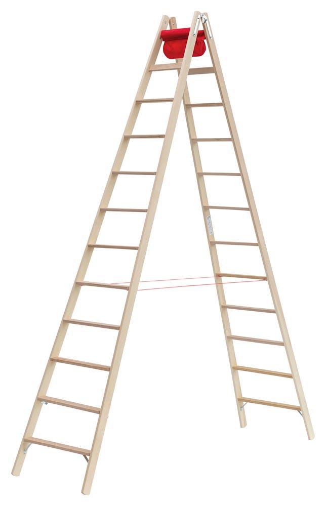 Holz - Stufenstehleiter 2 x 10 Stufen Arbeitshöhe 3,70 m