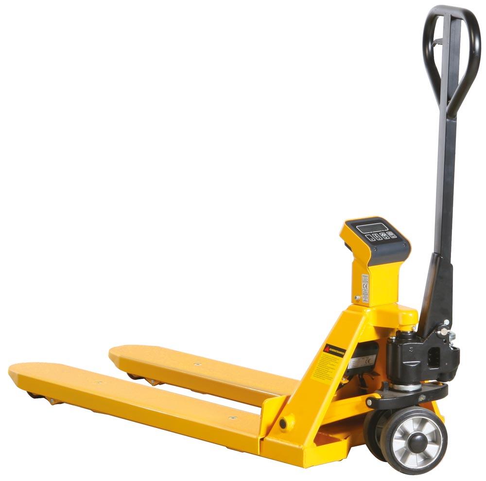 Handgabelhubwagen mit Waage, Traglast 2000 kg, Gabellänge 1150 mm, Gewichtsanzeige in 1-kg-Schritten, Genauigkeit 99,9 Prozent