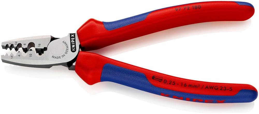 Aderendhülsenzange Gesamtlänge 180 mm 0,25 - 16,0 (AWG 23 - 5) mm poliert Mehrkomponenten-Hüllen