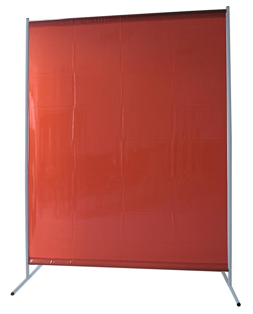 1-teilg. Schutzwand, mit Folienvorhangbespannung, rot, DIN EN 25980, BxH 1450x1900 mm, Bodenfreiheit 100 mm