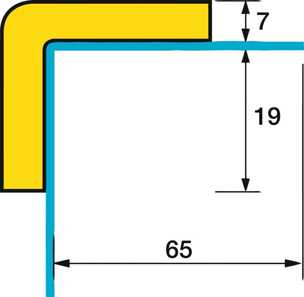 Eckschutzprofil, Winkelform, BxH 26x26 mm, mit Edelstahlrücken, gelb/schwarz, Länge 1000 mm