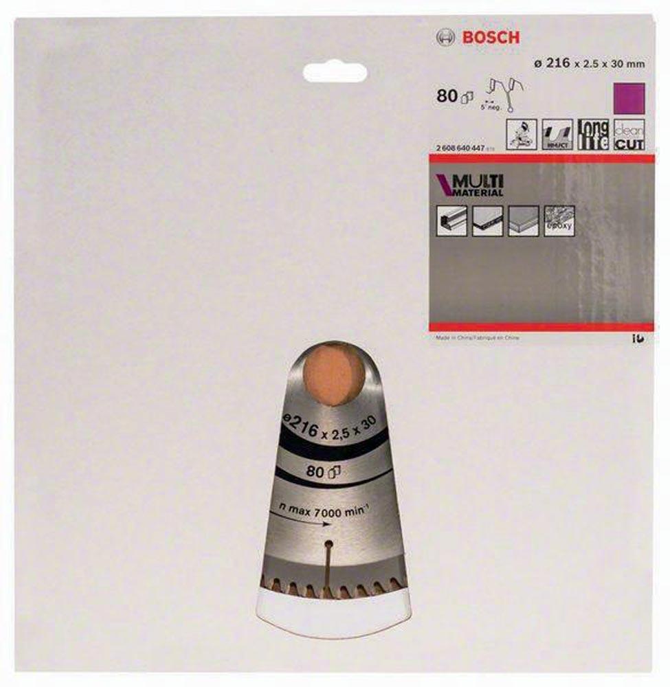 Kreissägeblatt Außen-Ø 216 mm Zähnezahl 80 HLTCG Bohrung 30 mm Schnittbreite 2,5 mm HM