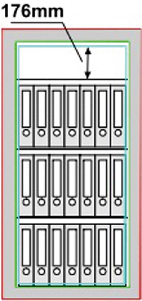 Dokumentenschrank, Sicherheitsstufe B + S2, S60P, BxTxH 704x471x1322 mm, Volumen 253 l, 3 Böden, Kapazität 21 Ordner, 1-türig, RAL 7035 lichtgrau