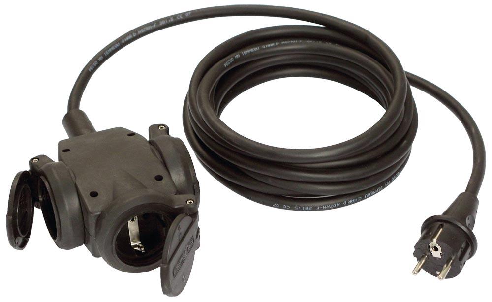 Schutzkontaktverlängerung 16 A 230 V 3 x 1,5 mm 10 m H07RN-F schwarz IP44 Schutzkontaktverlängerung 16 A 230 V 3 x 1,5 mm 10 m H07RN-F schwarz IP44