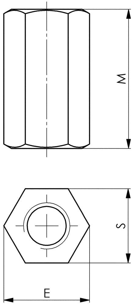 Verlängerungsmutter Nr. 6334 M10 Schlüsselweite 16 mm