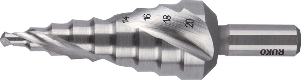 Stufenbohrer Bohrbereich 4 - 20 mm HSS-Co5 spiralgenutet Schneidenanzahl 2 Stufenanzahl 9