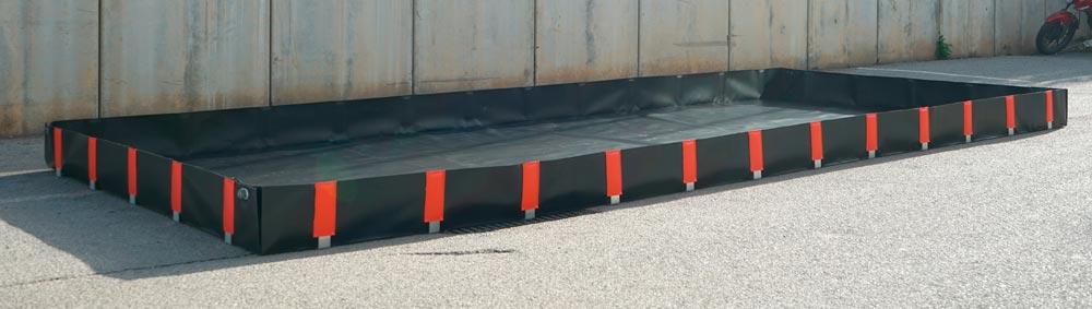 Flexible Auffangwanne, BxTxH 2500x6000x250mm, Aufnahme 3750 Liter, für 32x200 Liter Fass oder 8 IBC