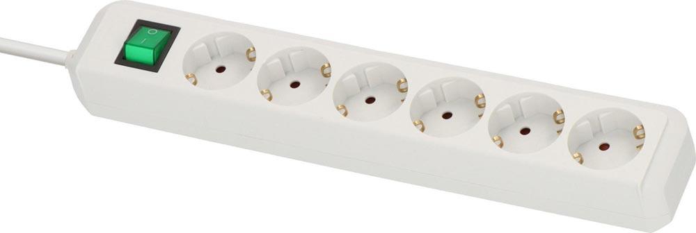 Steckdosenleiste Eco Line 16 A 250 V weiß Steckdosen 6 1,5 m H05VV-F 3 x 1,5 mm