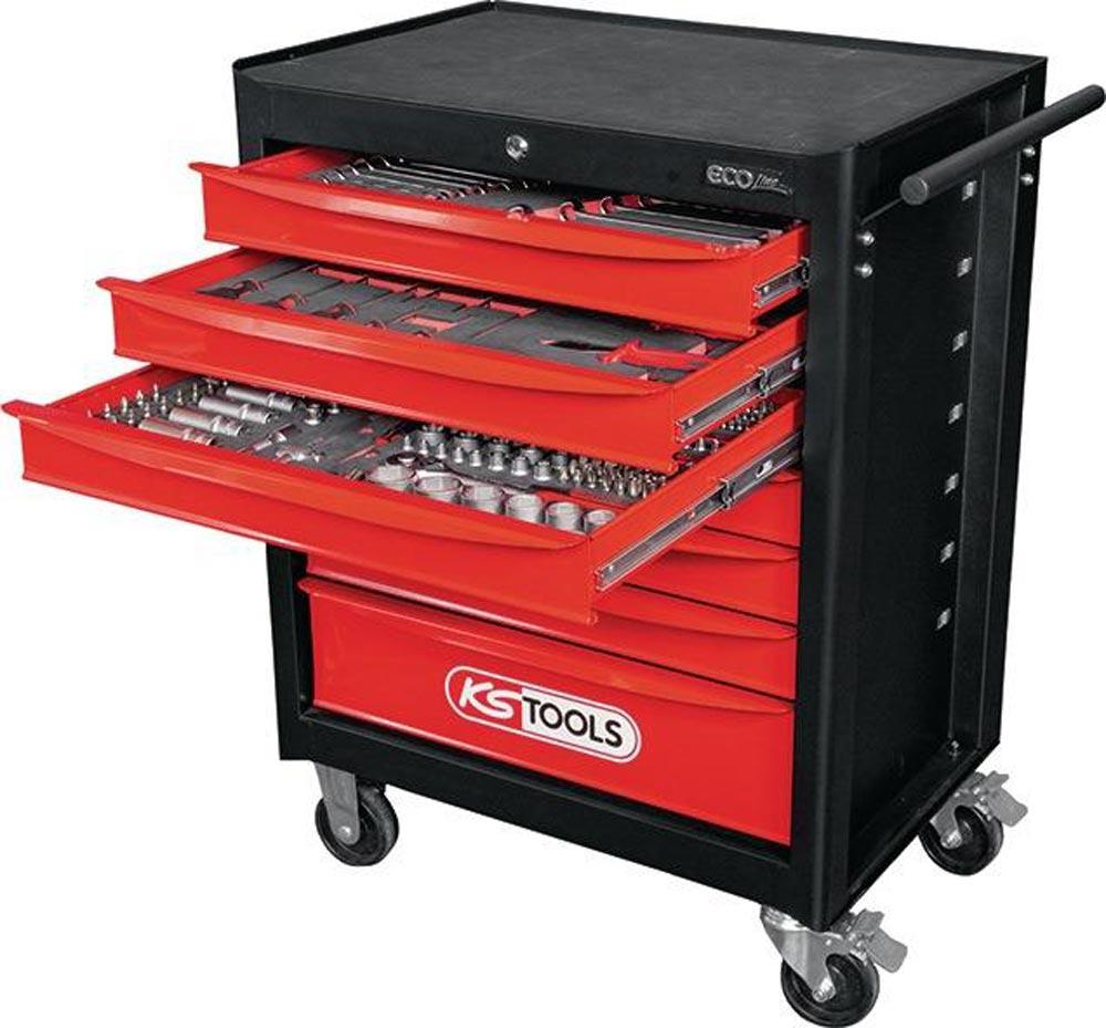 Werkzeugwagen ECOline B748xT459xH1014mm 300 kg 7 Schubladen 215-teilig Stahlblech