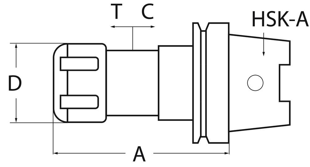 Gewindeschneidfutter Synchron DIN 69893 A M3-M12 HSK-A63 Auskraglänge 93 mm