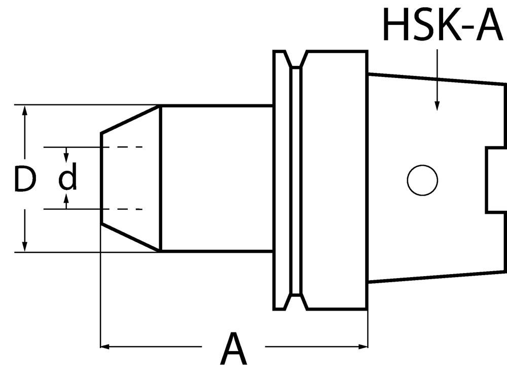 Flächenspannfutter DIN 69893A Weldon Spann-Ø 16 mm HSK-A63 Auskraglänge 80 mm mit Innenkühlung
