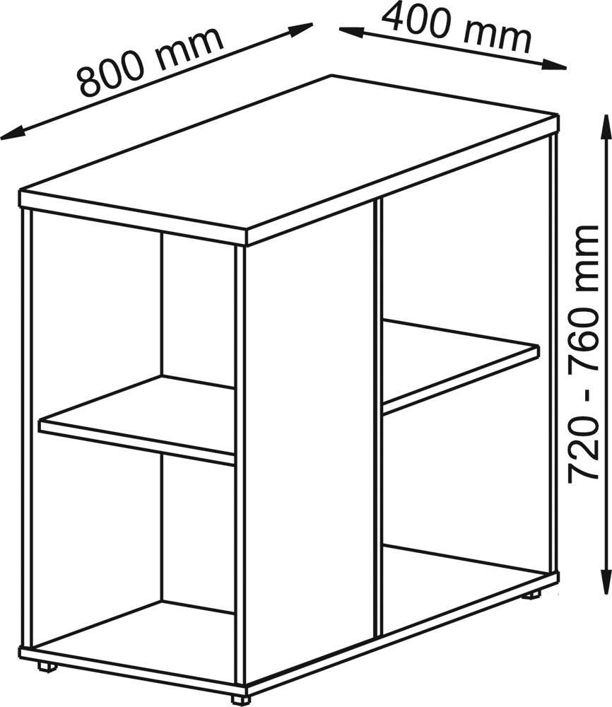 Anstellcontainer, BxTxH 400x800x720-760, 4 Fächer, lichtgrau