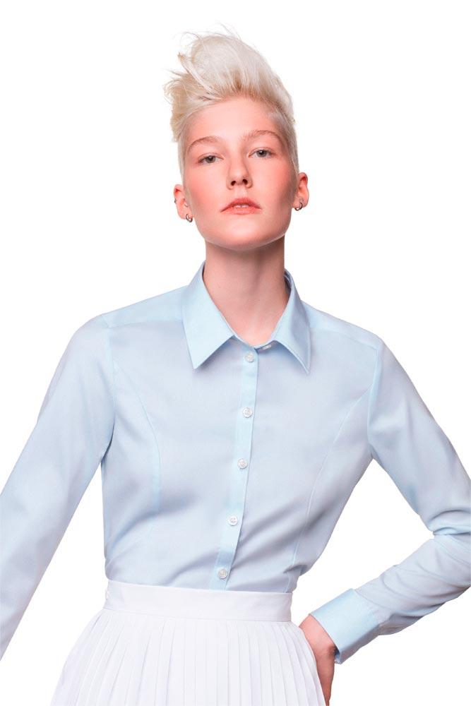 Bluse 1/1-Arm Business, Farbe himmelblau, Gr. XL