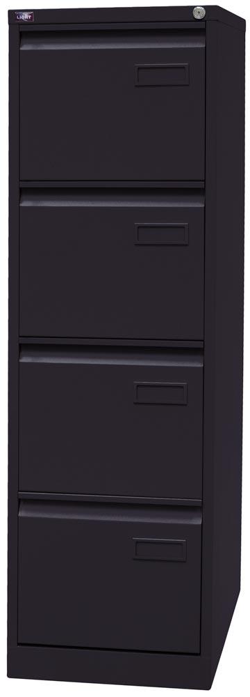 Hängeregistraturschrank LIGHT, BxTxH 413x622x1321 mm, einbahnig, 4 Schubladen, Griffleiste, schwarz