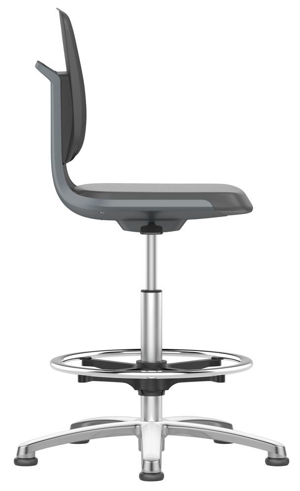 Arbeitsdrehstuhl mit Flex-Rückenlehne u. Sitzkante, Sitzschale anthrazit, Sitz Stoff schwarz, Gleiter u. Fußring, Sitz Höhe 520-770 mm