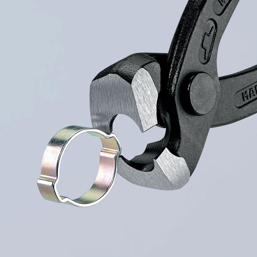 Ohrklemmenzange Gesamtlänge 220 mm Kopf schwarz atramentiert Kunststoff-Überzug seitliche Pressnase Ohrklemmenzange Gesamtlänge 220 mm Kopf schwarz atramentiert Kunststoff-Überzug seitliche Pressnase