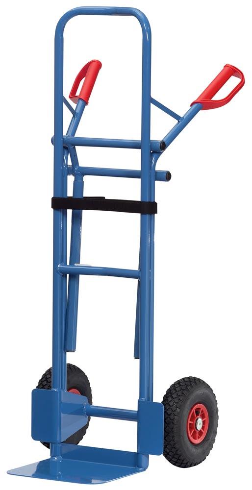 Stuhlkarre, Schaufel-BxT 320x250 mm, Tragarmlänge 500 mm, BxH 580x1300 mm, Traglast 300 kg, Luftbereifung, RAL 5007 brillantblau