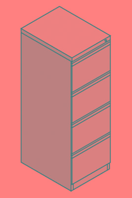 Hängeregistraturschrank, BxTxH 433x590x1357 mm, einbahnig, 4 Schubladen, Griffleiste, RAL 7035 lichtgrau