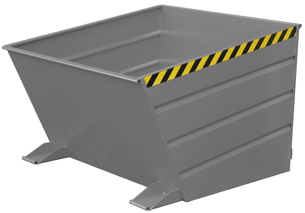 Kippbehälter mit niedriger Schüttkante, Volumen 1,0 cbm, LxBxH 1445x1200x890 mm, Traglast 1500 kg, RAL 7005 mausgrau