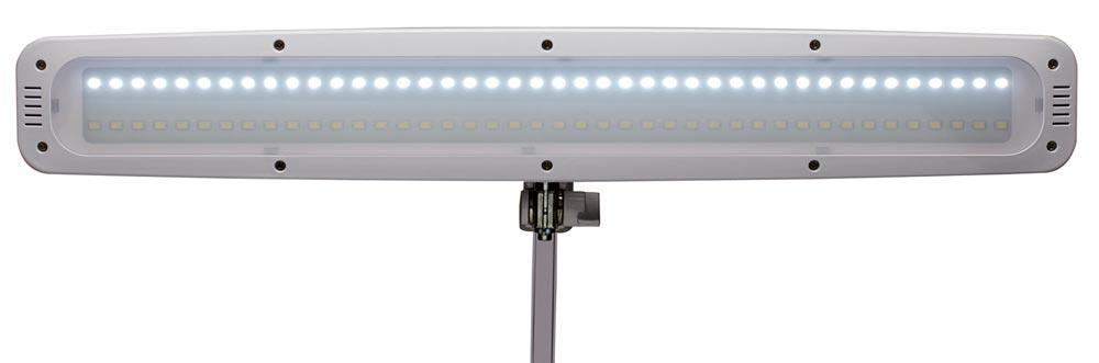 LED-Leuchte WORK, Klemmfuß, Höhe 500 mm, 84 LEDs, 21 W, getrennt einschaltbar, dimmbar, weiß