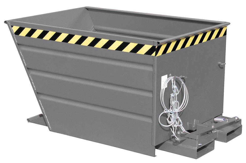 Kippbehälter, Volumen 0,70 cbm, LxBxH 1440x800x890mm, Traglast 1000 kg, RAL 7005 mausgrau