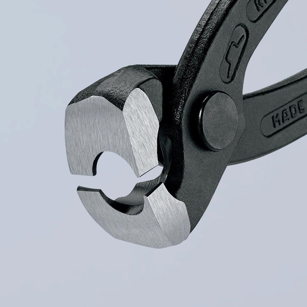Ohrklemmenzange Gesamtlänge 220 mm Kopf schwarz atramentiert Kunststoff-Überzug seitliche Pressnase Ohrklemmenzange Gesamtlänge 220 mm Kopf schwarz atramentiert Kunststoff-Überzug seitliche Pressnase