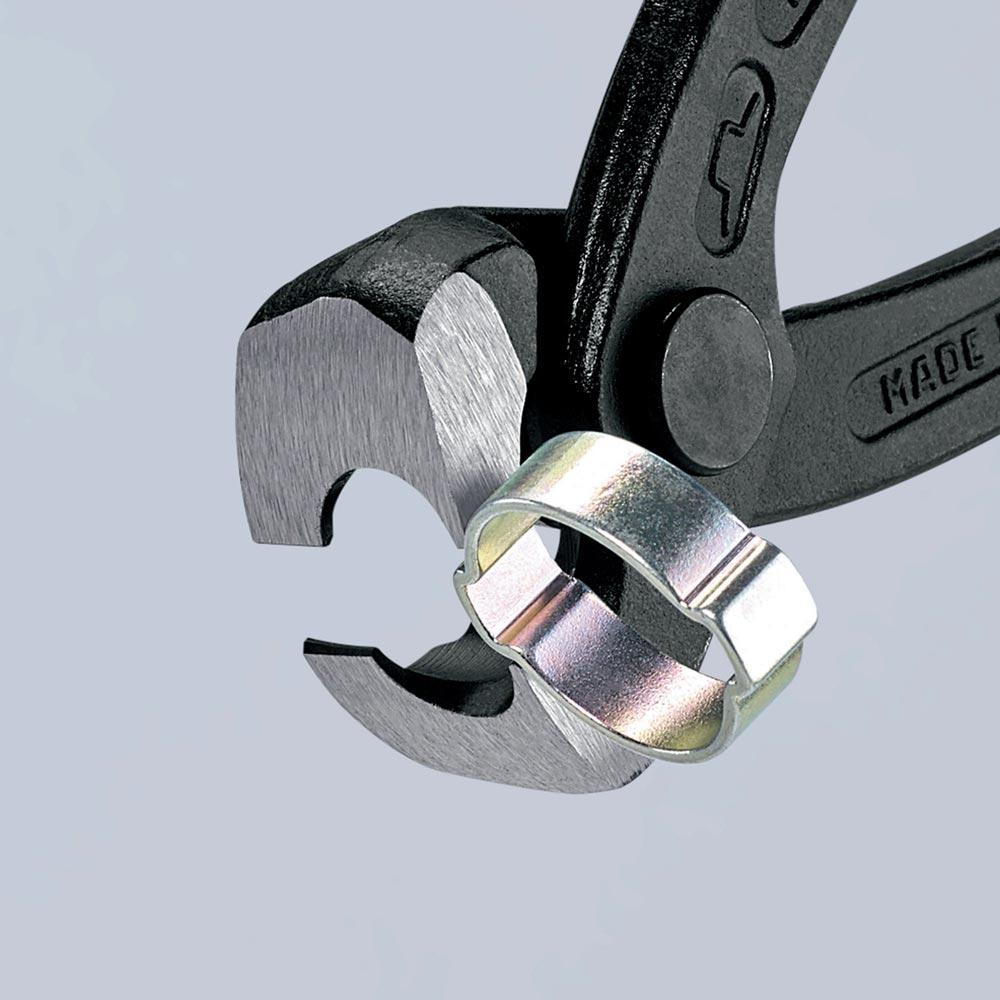Ohrklemmenzange Gesamtlänge 220 mm Kopf schwarz atramentiert Kunststoff-Überzug seitliche Pressnase Ohrklemmenzange Gesamtlänge 220 mm Kopf schwarz atramentiert Kunststoff-Überzug seitliche Pressnase