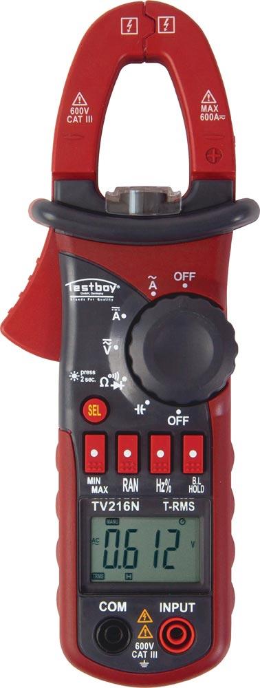 Zangenamperemeter TV 216N 10 mA-600 A AC, 10 mA-600 A DC CAT III 600 V
