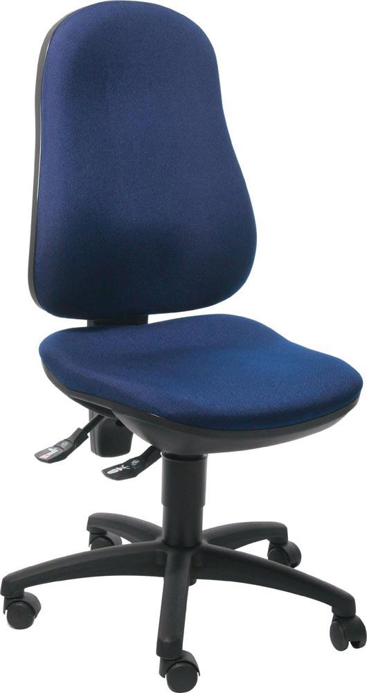 Bürodrehstuhl, Sitz-BxTxH 460x460x420-550 mm, Lehnenh. 580 mm, Permanentk., Bandscheibensitz, royalblau