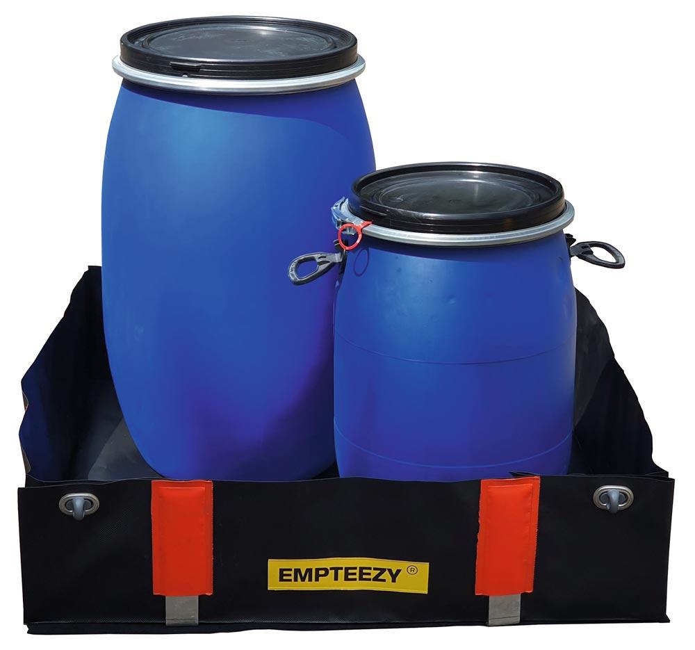 Flexible Auffangwanne, BxTxH 950x950x250mm, Aufnahme 225 Liter, für 1x200 Liter Fass, Gewicht 5,5kg